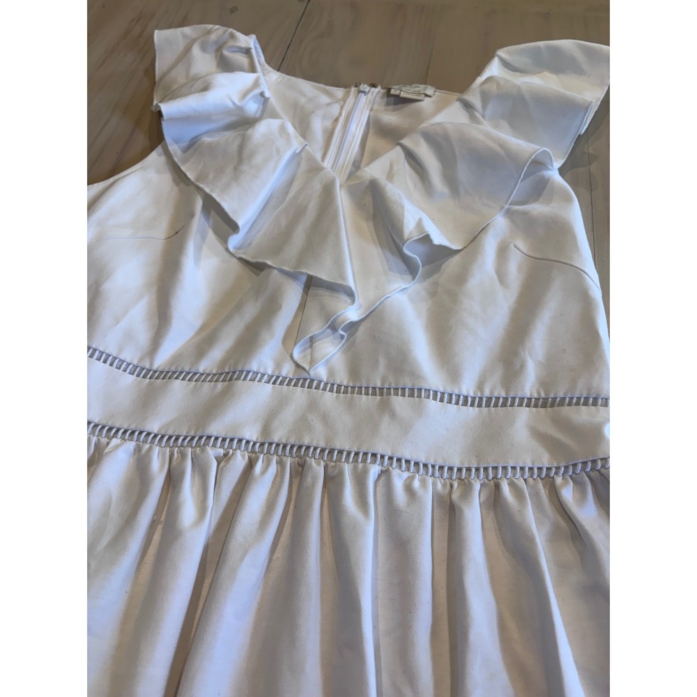 Kate Spade New York White Ruffle V-Neck Peplum Top Sleeveless Size 14 NJMU9053 - Picture 16 of 16